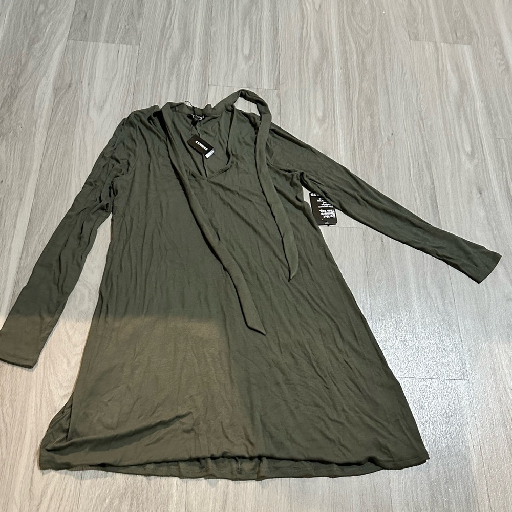 Express Olive Long Sleeve Dress